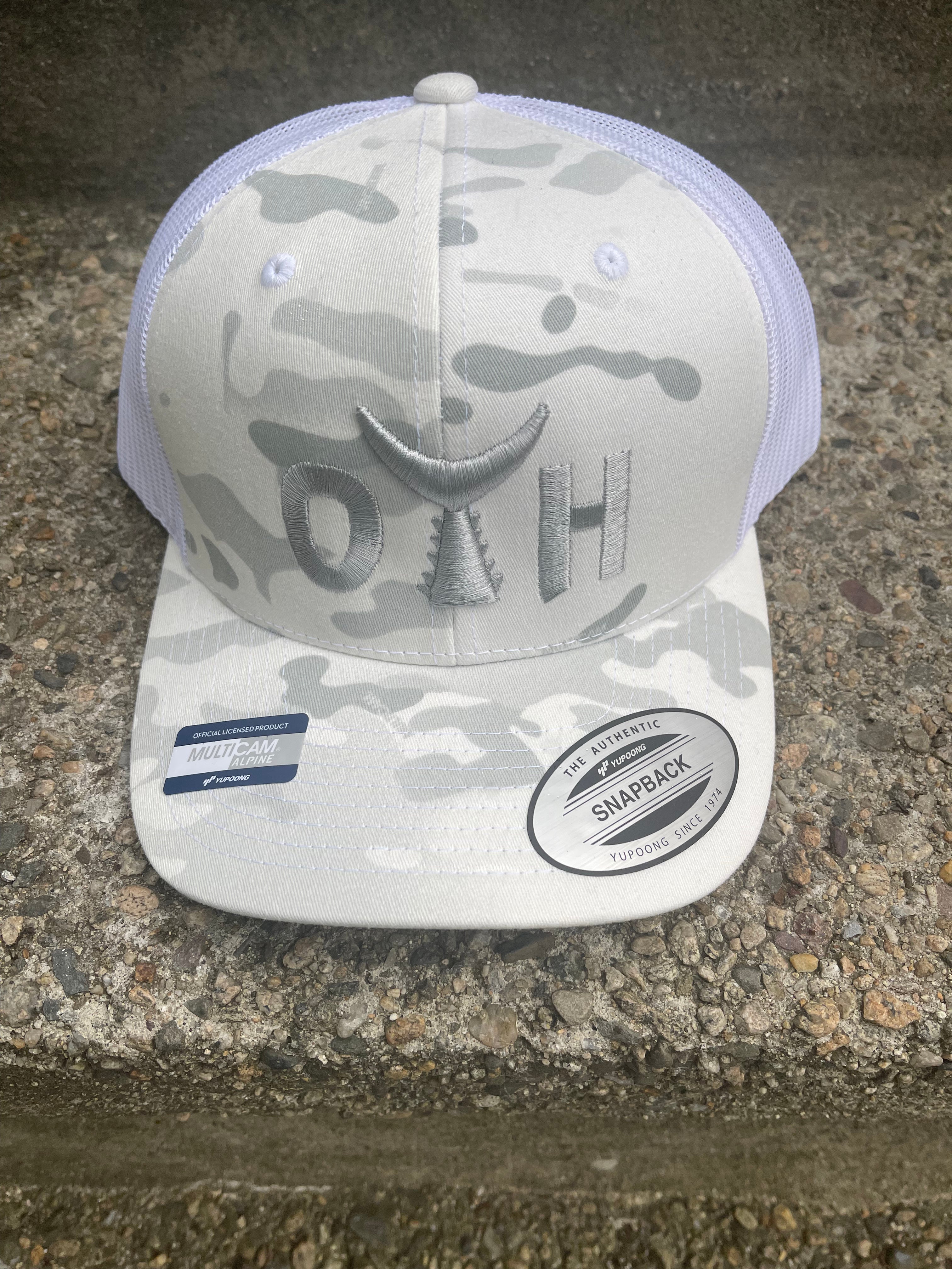 O.T.H. Adjustable Trucker Hat - White Camo Flag