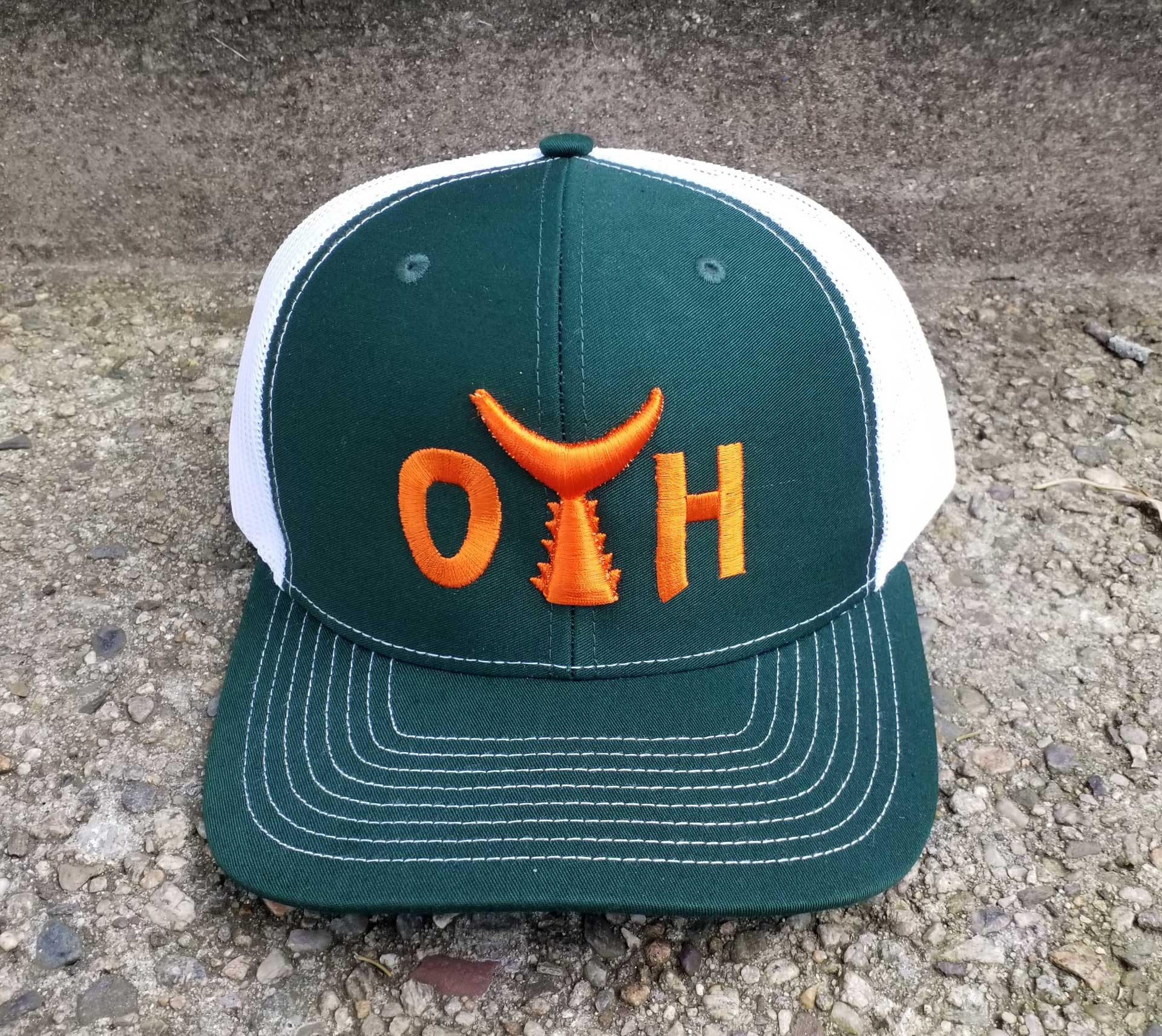 O.T.H. Adjustable Forest Green and Orange Trucker Hat
