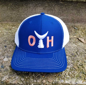 O.T.H. Adjustable Royal Blue and Coral White Trucker Hat