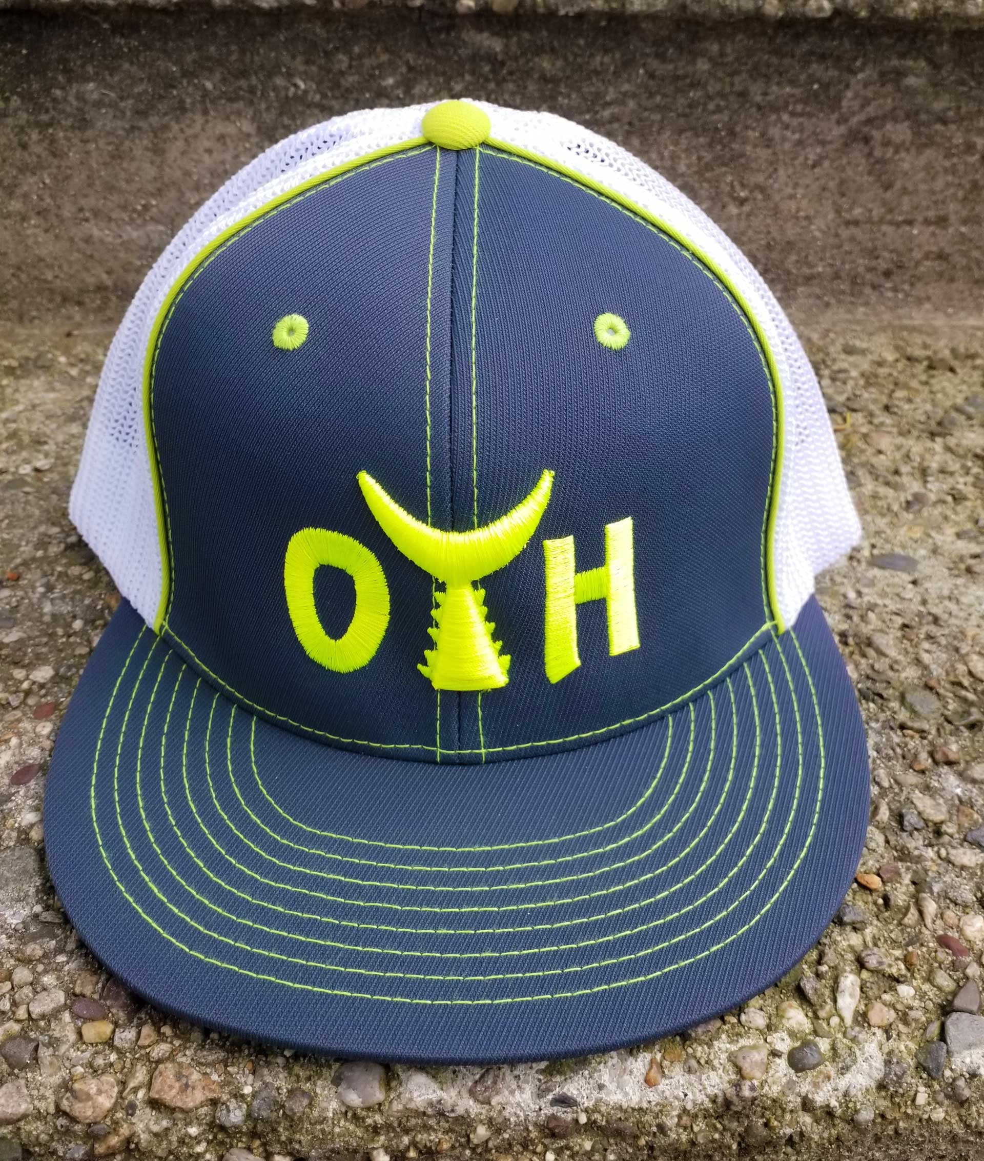 O.T.H. Flex Fit Cali Style Charcoal & Neon Green Fitted Hat