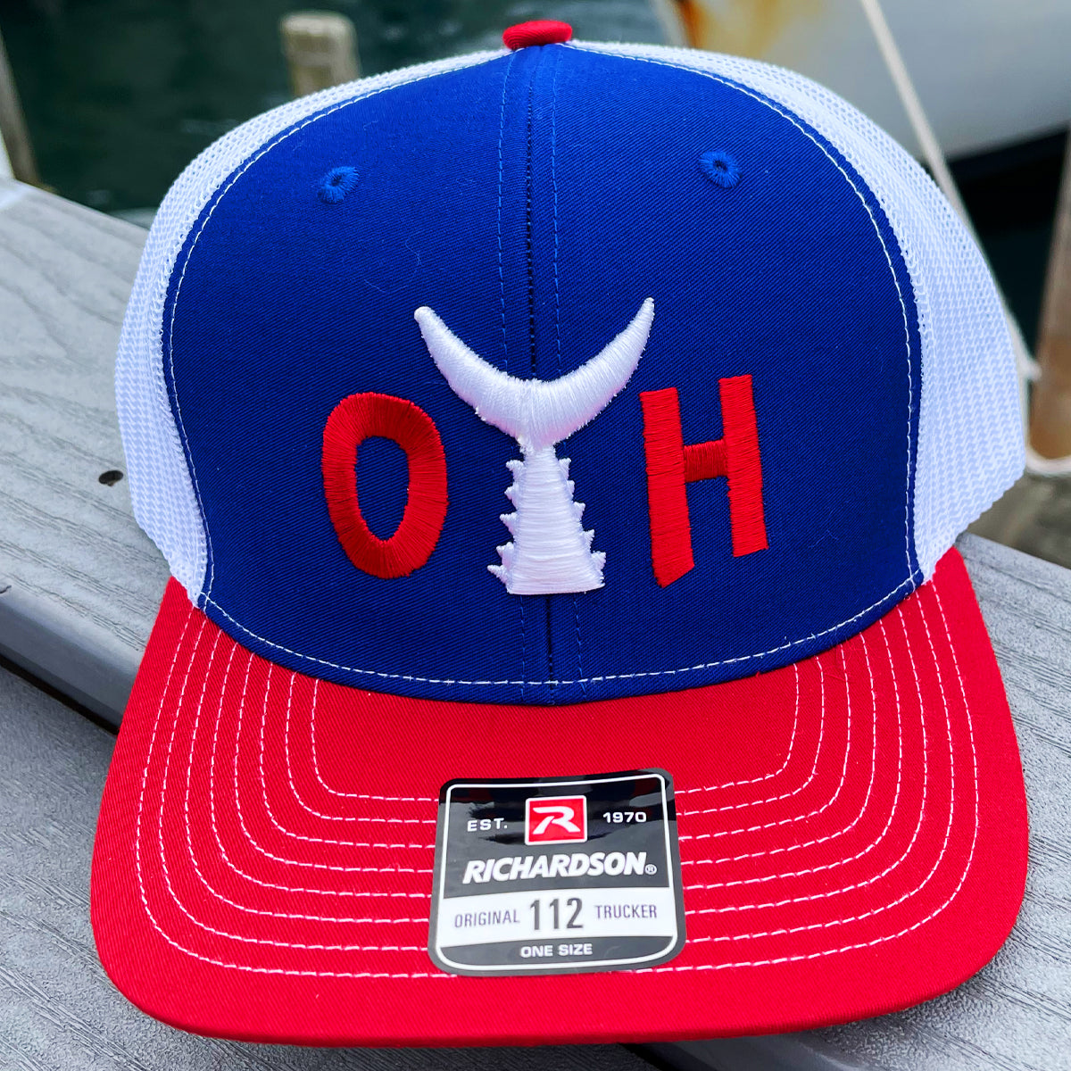 O.T.H. Adjustable Trucker Hat - Blue, White & Red