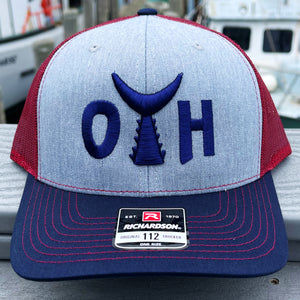 O.T.H. Adjustable Trucker Hat - Grey, Red, Blue