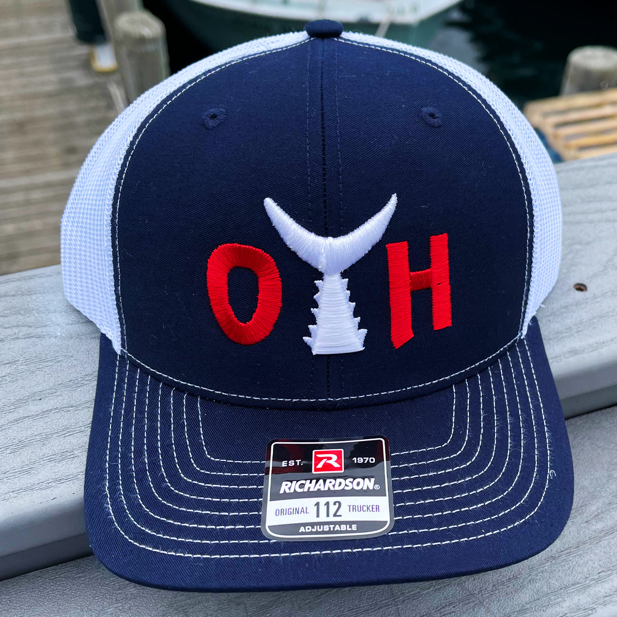 O.T.H. Adjustable Trucker Hat - Navy, White & Red