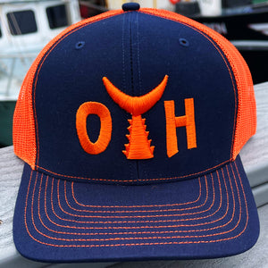 O.T.H. Adjustable Trucker Hat - Navy & Orange